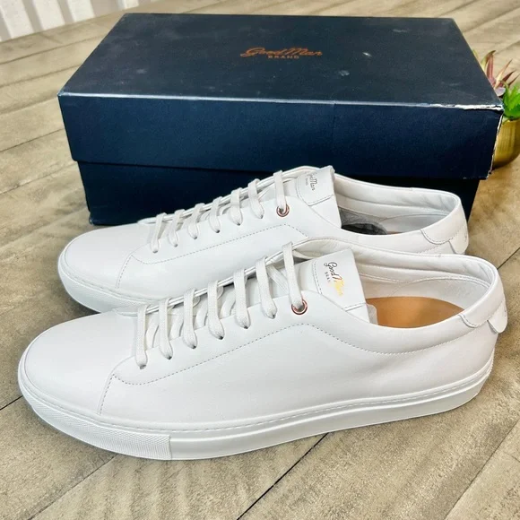 Good Man Brand Edge Men's White Leather Low Italian Sneaker Size 13 - Picture 2 of 7